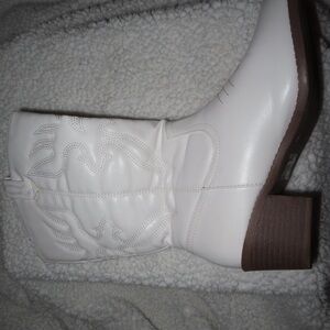 SHEIN White and Brown Heeled Boots